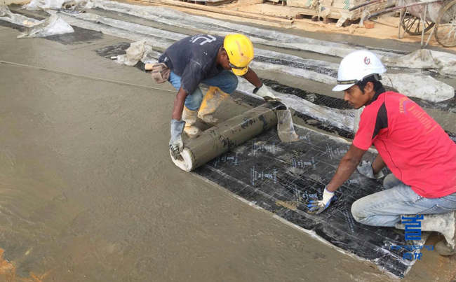 青龍馬來西亞籍員工預鋪PCM卷材 防水材料